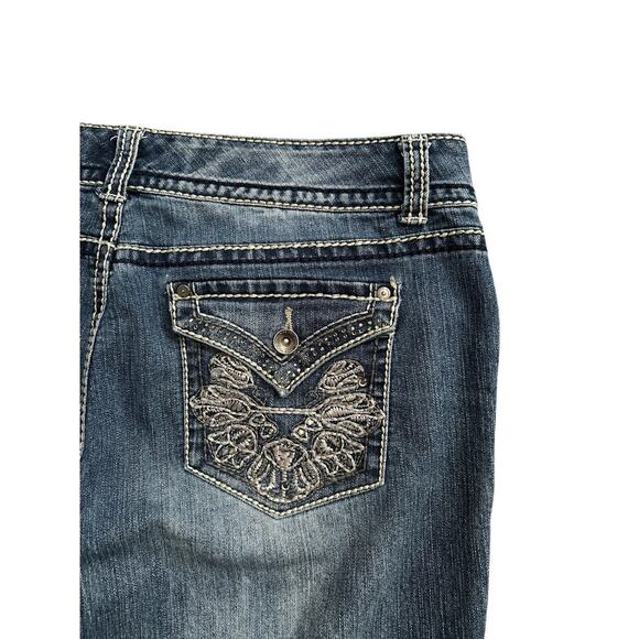 NINE WEST Womens Size 14 Contrast Stitched Date Night Fit Cropped Blue Jeans W32 - Picture 3 of 8